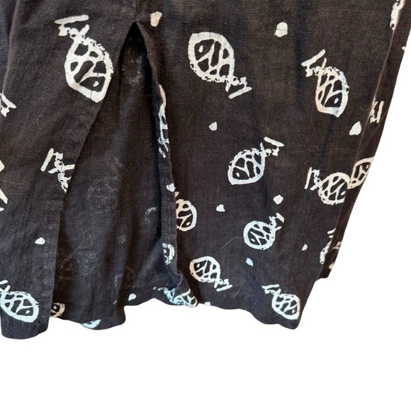 Soft As a Grape Cape Cod Tropical Fish 100% Linen Black Maxi Dress XL D16 - Picture 5 of 10